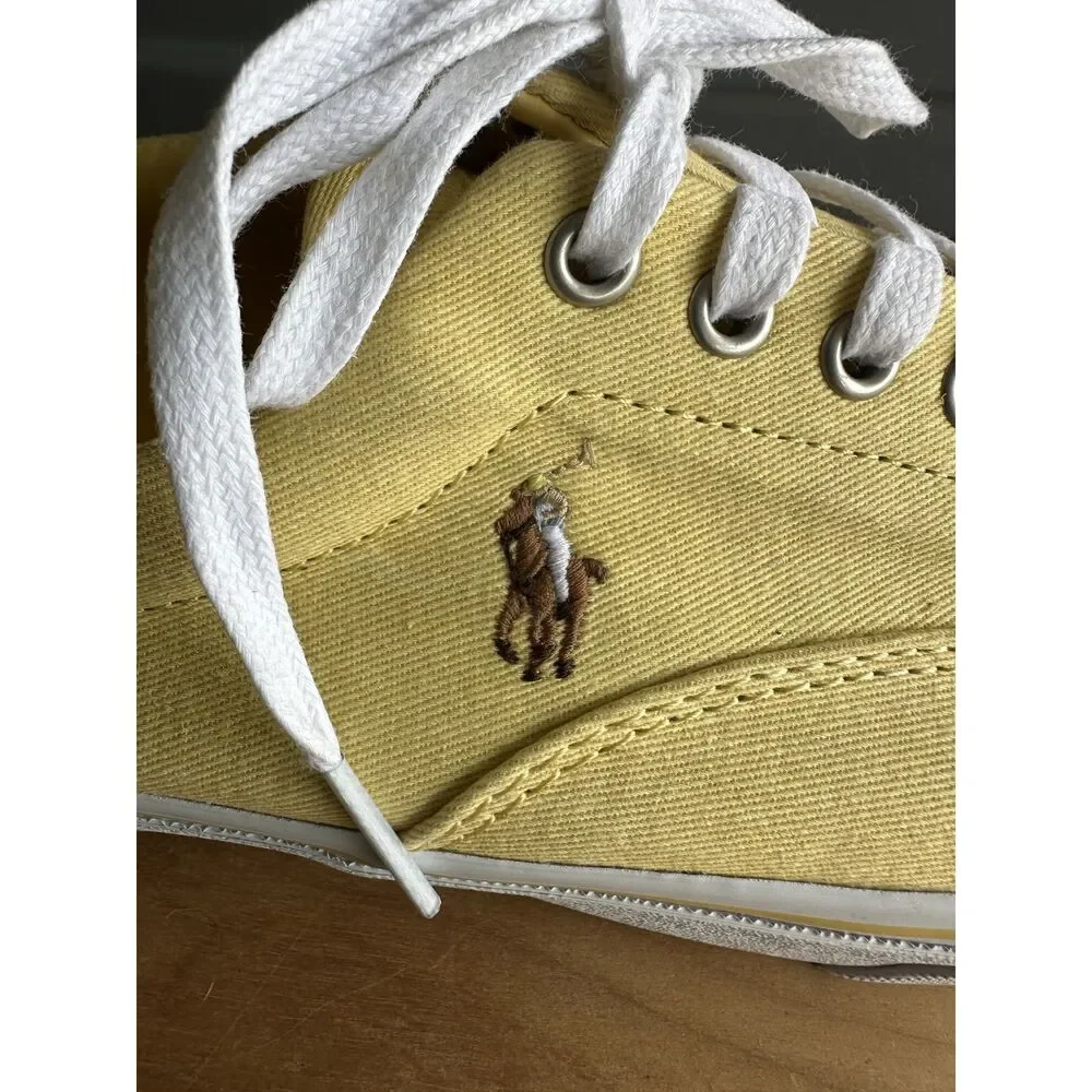 Polo Ralph Lauren Thorton Men’s 9.5D Yellow Washed Twill Canvas Sneakers